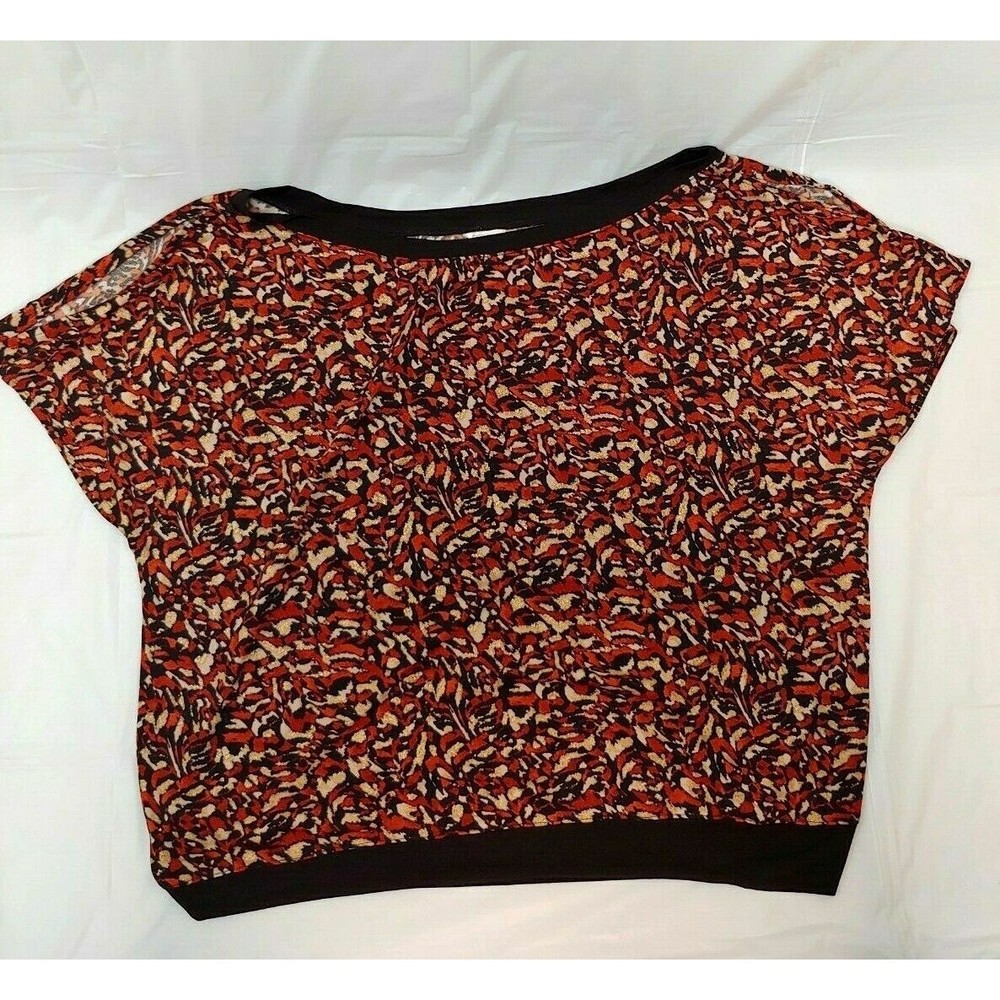 Cato Womens Top Sz 4X Orange Gold Animal Print Open Shoulder Short Sleeve